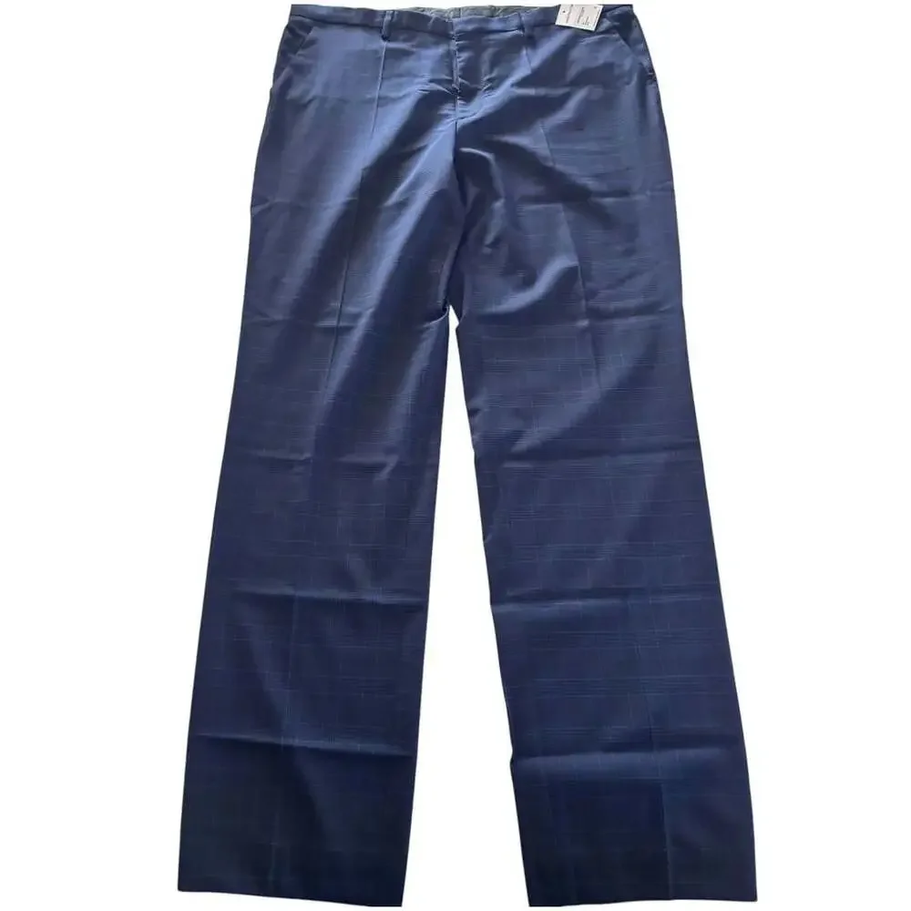 NWT HUGO BOSS Navy Windowpane Wool Suit Pants 38R